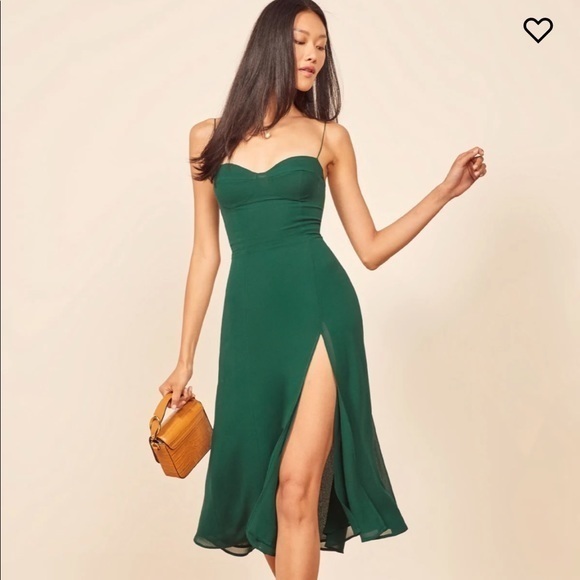 Reformation Juliette Dress in Emerald - Picture 2 of 7